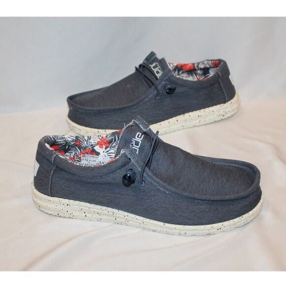 NEW MEN\'S HEY DUDE WALLY BLUE CANVAS WITH FLORAL TRIM 10 main image 7